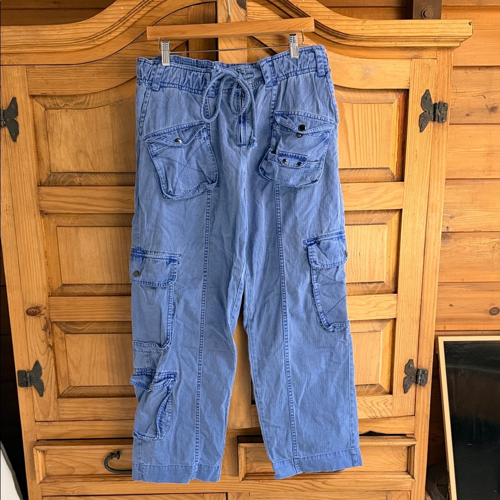 Free People Light Blue Cargo Drawstring Pants